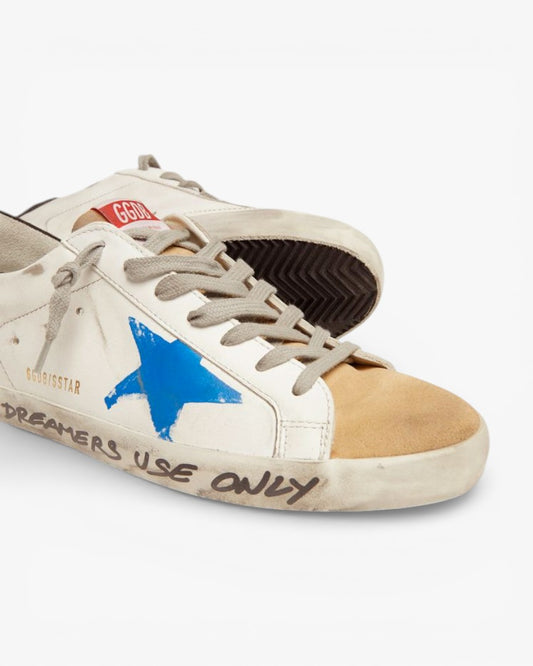 Golden Goose Super-Star Sneakers with Printed Blue Star