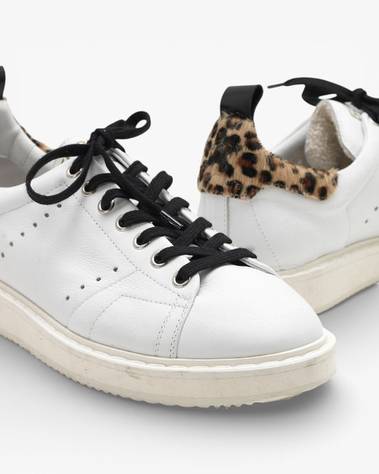 Golden Goose Starter Sneakers G32WS631 Natural Calf Leather Pony Hair Heel Tab