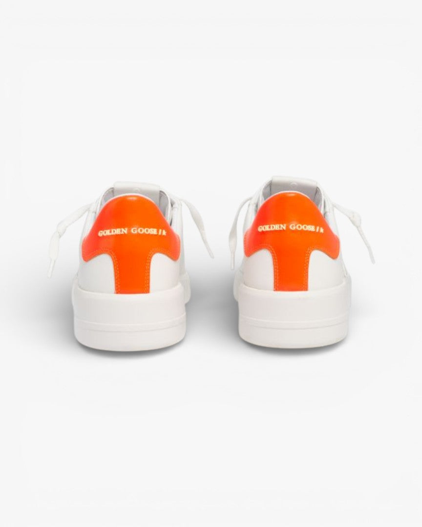 Golden Goose Purestar White Leather Sneakers Orange Heel
