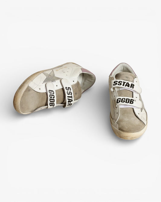 Golden Goose Old School Sneakers Silver Laminated Star Dove Gray Suede