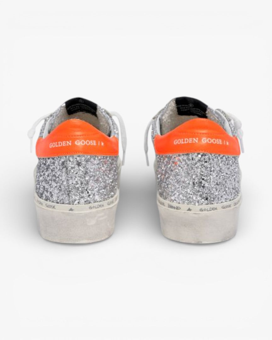Golden Goose Hi-Star Sneakers Glitter Orange Heel Tab