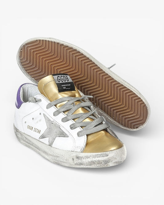 Golden Goose Super Star Sneakers Leather Suede Star White Gold