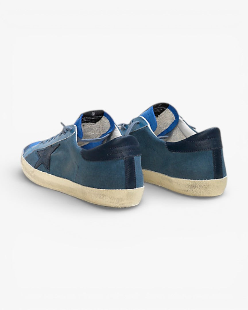 Golden Goose Super Star Canvas Sneakers Leather Star Nuance Blue