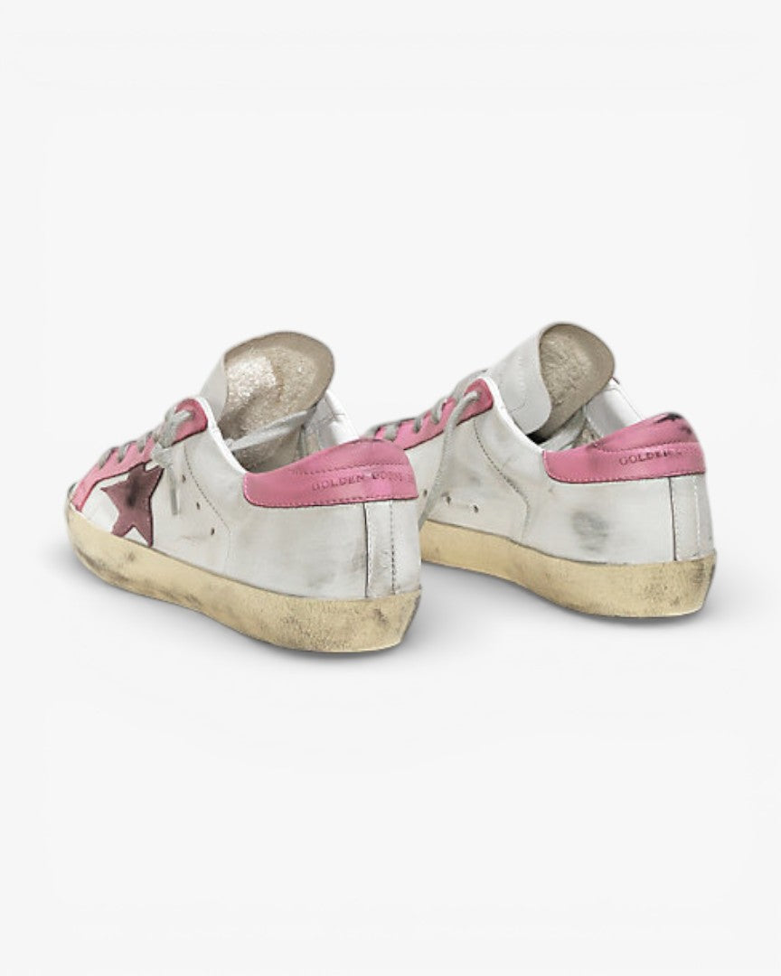Golden Goose Super Star Leather Sneakers Suede Star White Pink