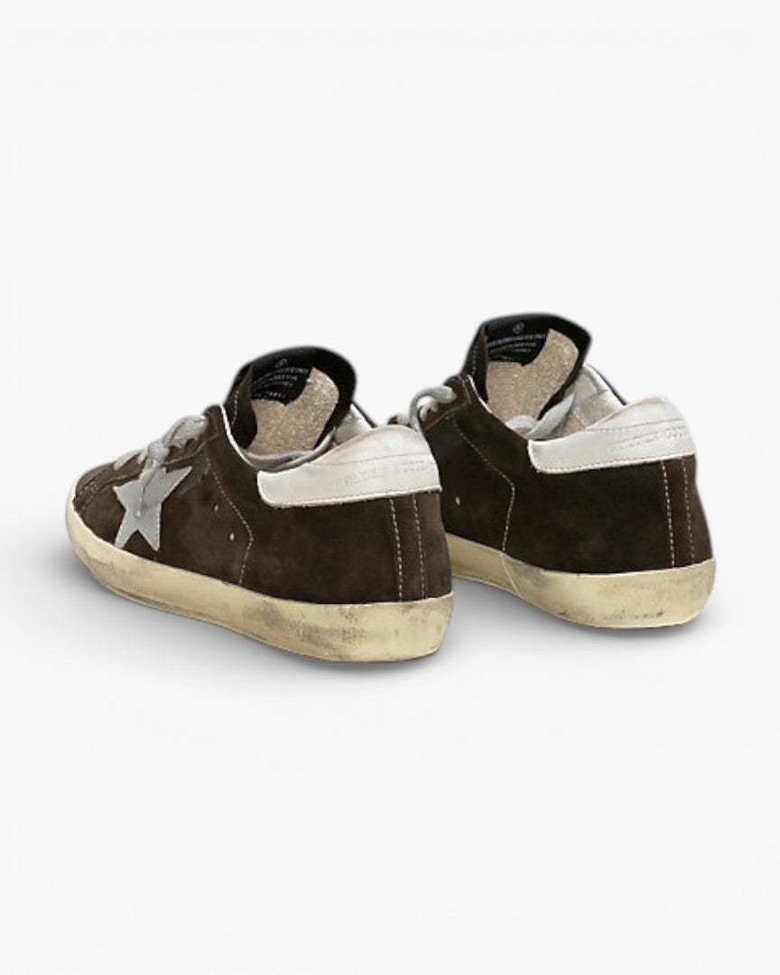 Golden Goose Super-Star Sneakers with Coffee Suede Leather Star