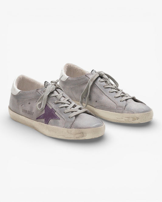 Golden Goose Superstar Sneakers Calf Leather Suede Glitter Detail
