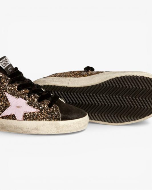 Golden Goose Super‑Star Sneakers Glitter Red Leather Star