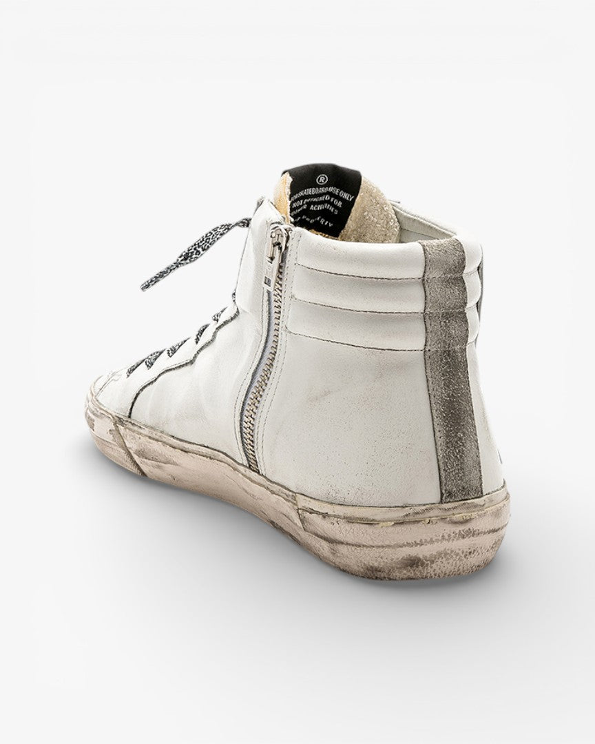 Golden Goose Golden Slide White Leather Leopard Laces