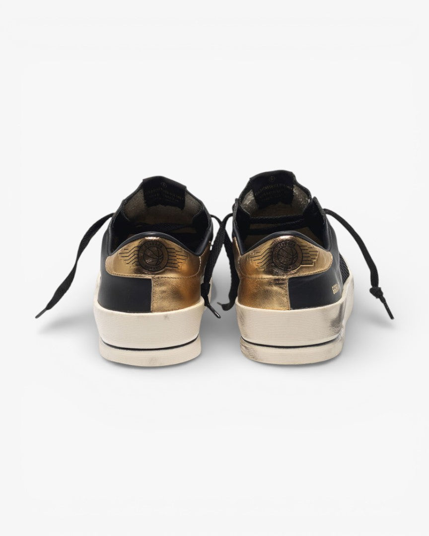 Golden Goose Black Gold Leather Mesh Stardan Sneakers