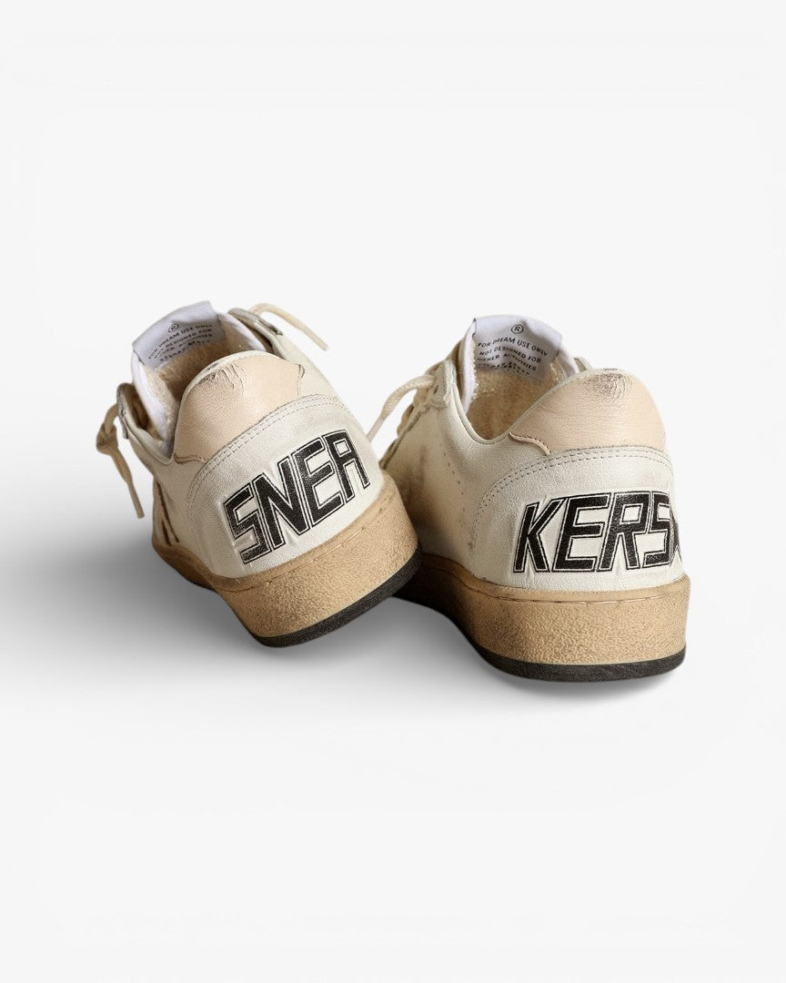 Golden Goose Ball Star White Leather Sneakers Cream Star Cream Tab