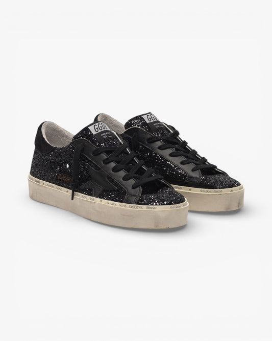 Golden Goose Hi-Star Sneakers Black Glitter Upper