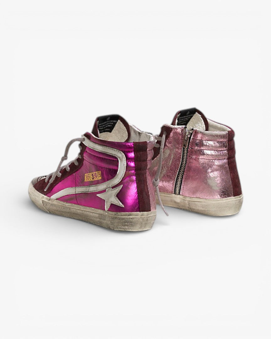 Golden Goose Slide Sneakers Pelle Star Pink Shades
