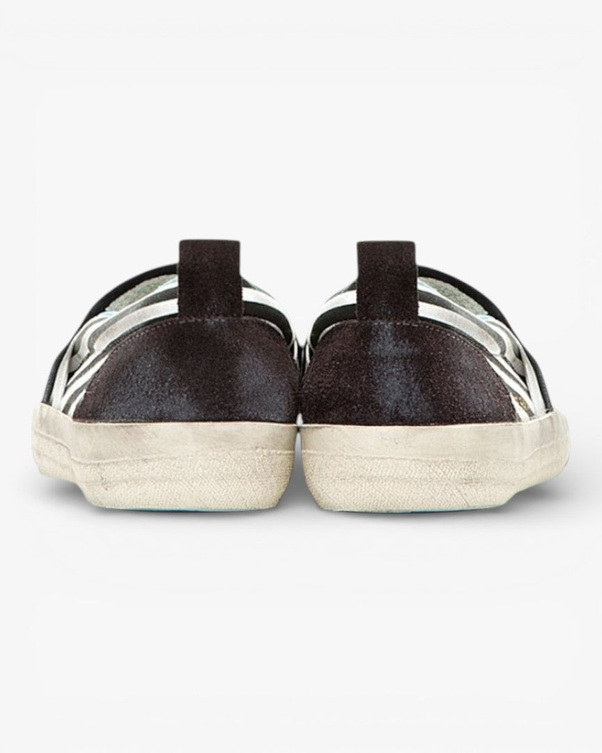 Golden Goose Seastar Check Black White Handcrafted Custom Couple Sneakers