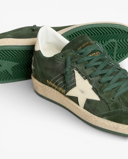 Golden Goose Ball Star Green Suede Sneakers White Star
