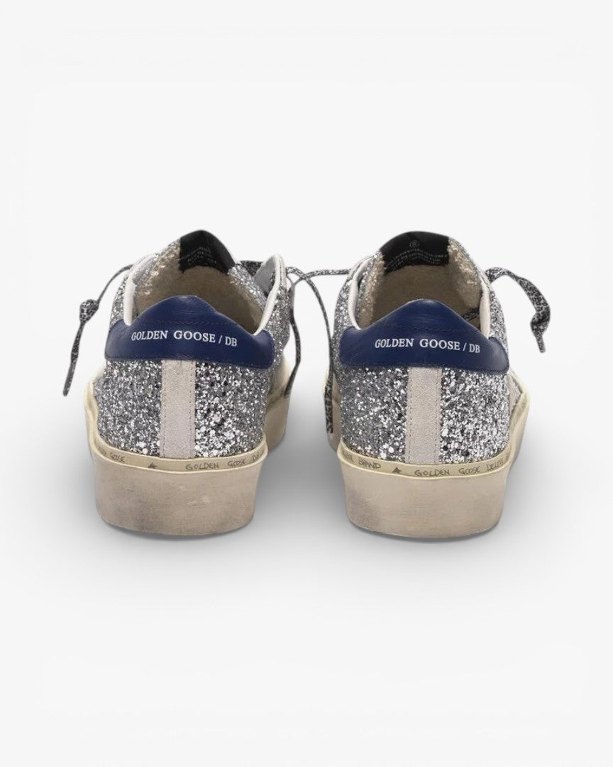 Golden Goose Hi-Star Sneakers Glitter White Star Leopard Print Laces