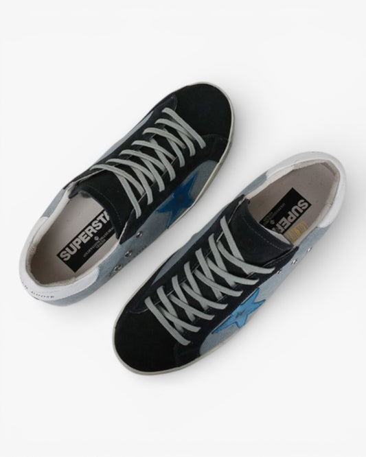 Golden Goose Super-Star Greyblue Handcrafted Custom Couple Sneakers