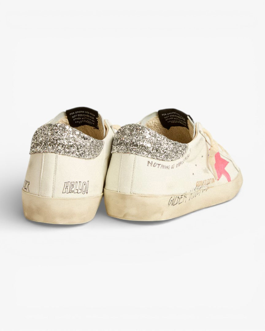 Golden Goose Super-Star LTD Fluorescent Lobster Suede Star Glitter Heel Tab