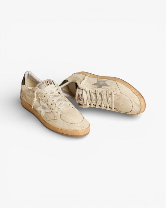 Golden Goose Ball Star Leather Sneakers Cream Silver Star
