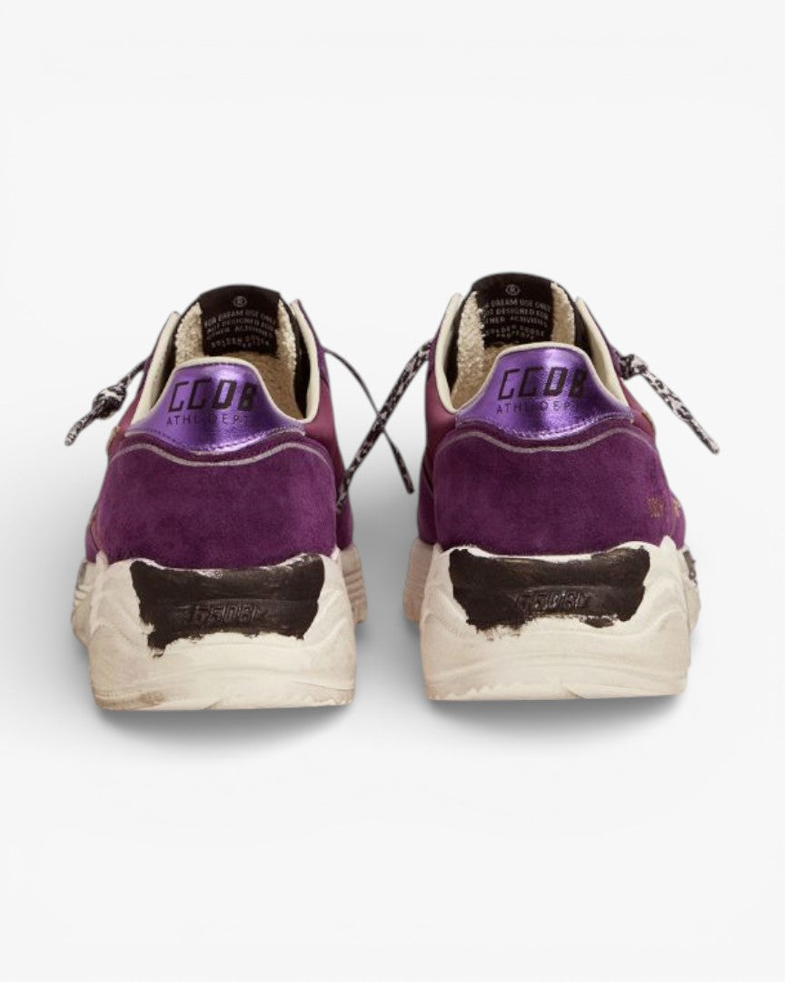 Golden Goose Suede Leather Mesh Running Sole Sneakers Metallic Purple Heel Tab