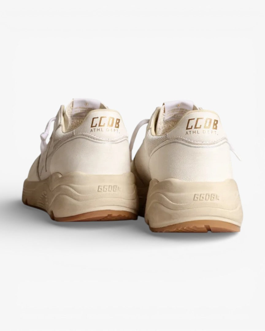 Golden Goose Women’s Running Sole Sneakers Optical-White Mesh Nappa Leather White Star