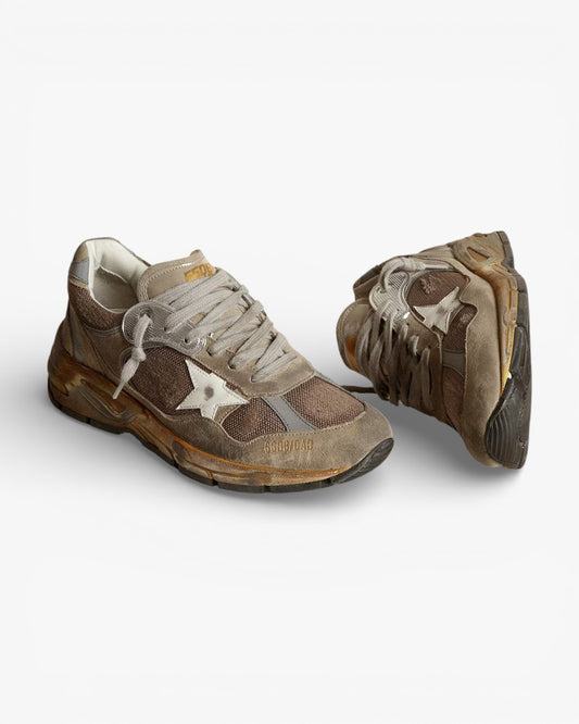 Golden Goose Running Star Taupe White Sneakers