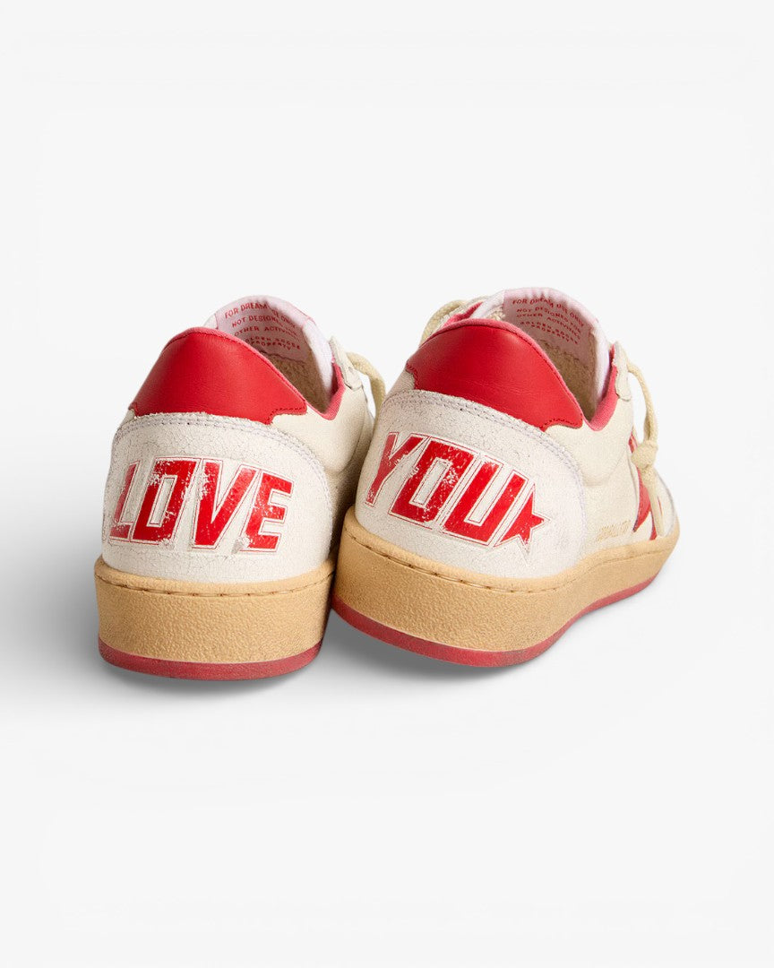 Golden Goose Ball Star Cream Leather Red Star Sneakers
