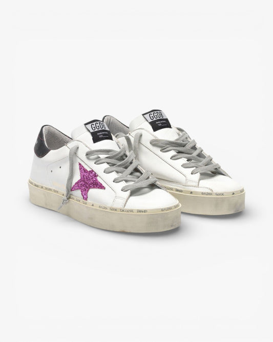 Golden Goose Hi-Star Sneakers Pink Glitter Star Black Heel Tab