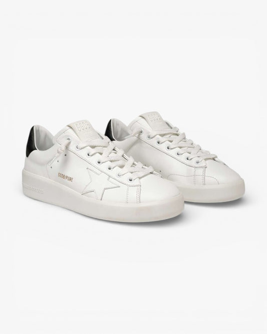 Golden Goose Purestar White Leather Sneakers Black Heel Tab