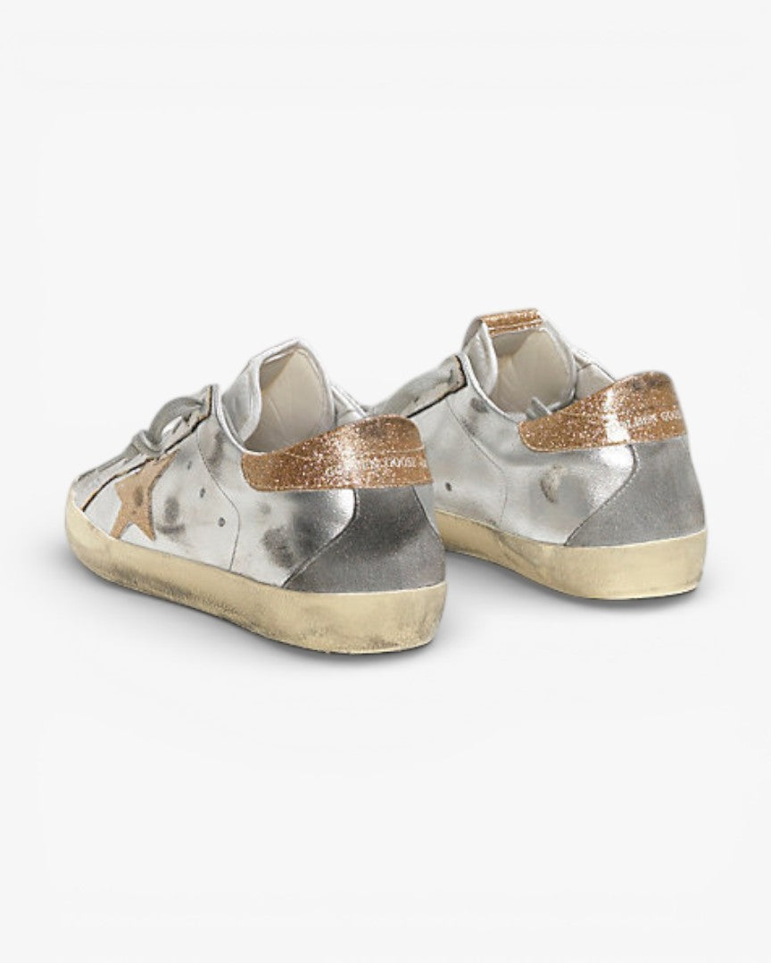 Golden Goose Super-Star Sneakers with Silver Gold Leather Star