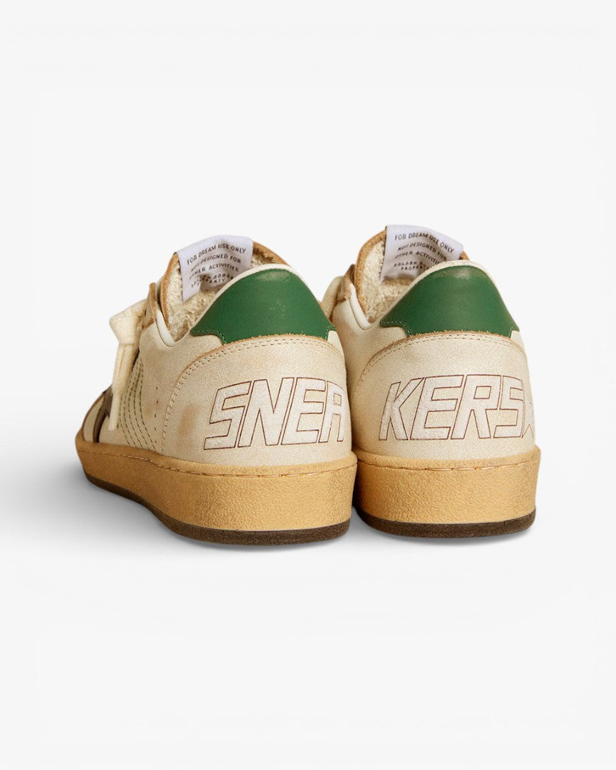 Golden Goose Ball Star Cream Leather Brown Star Sneakers