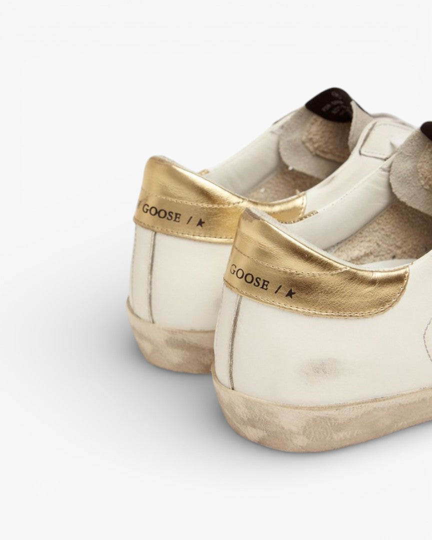 Golden Goose Super-Star White Sneakers with Leopard Star