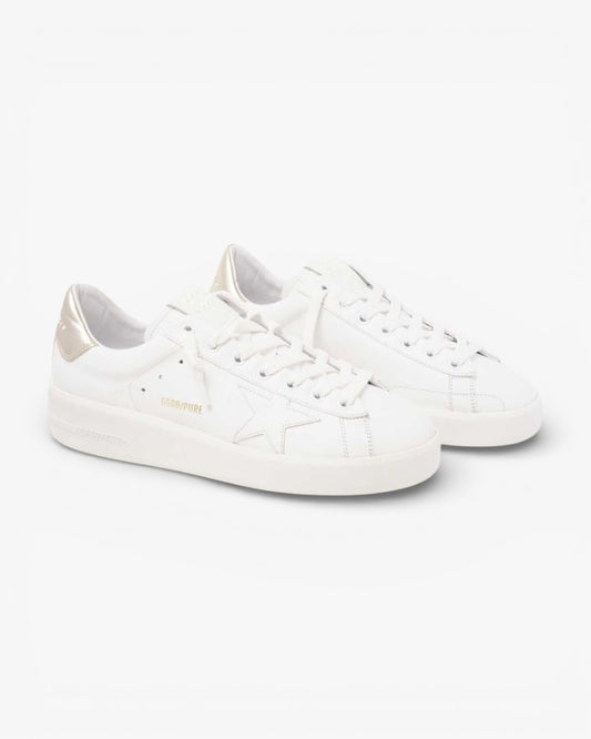Golden Goose Purestar White Leather Sneakers Gold Heel Tab