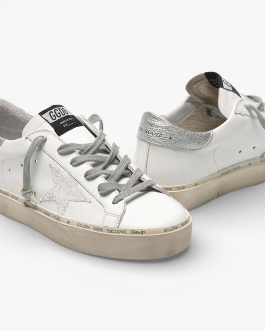 Golden Goose Hi-Star Sneakers Iridescent Star Silver Heel Tab