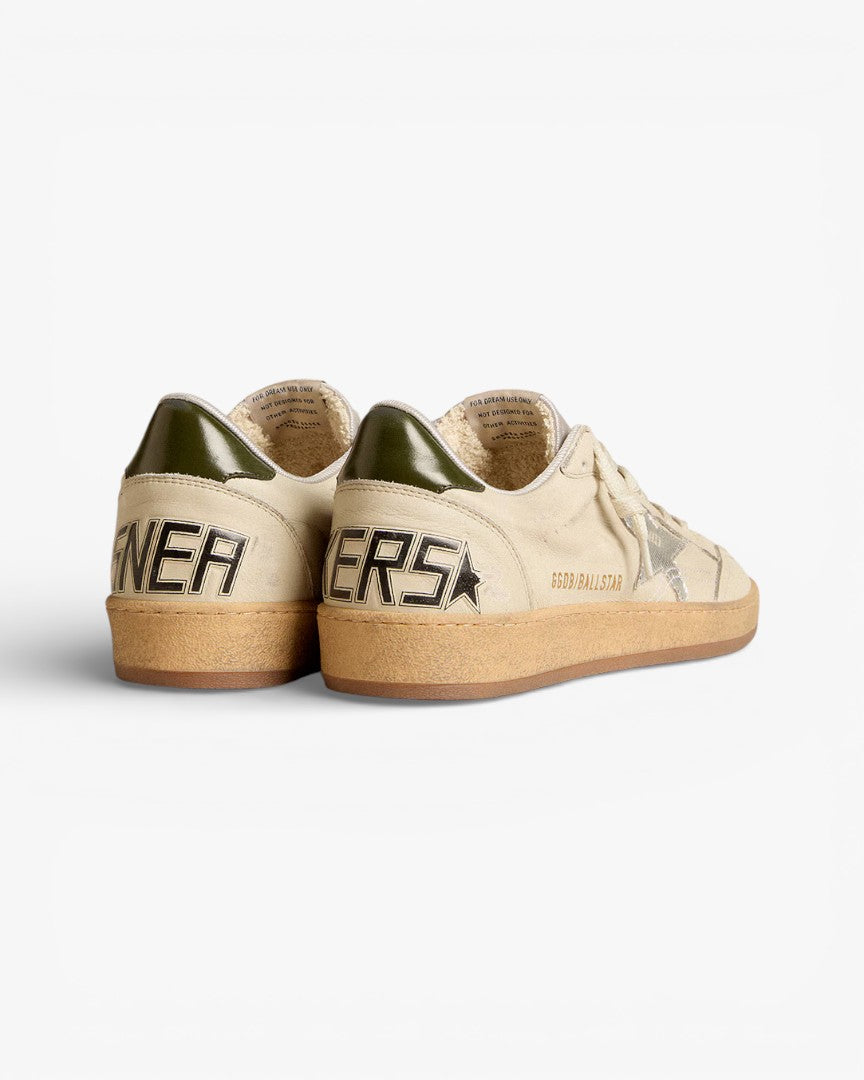 Golden Goose Ball Star Leather Sneakers Cream Silver Star
