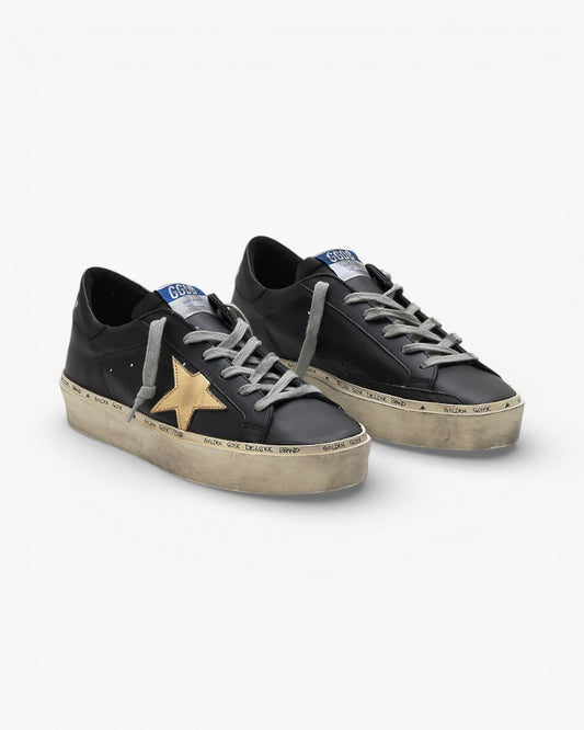 Golden Goose Hi-Star Sneakers G33WS945.A6 Calf Leather Worn Effect Leather Star