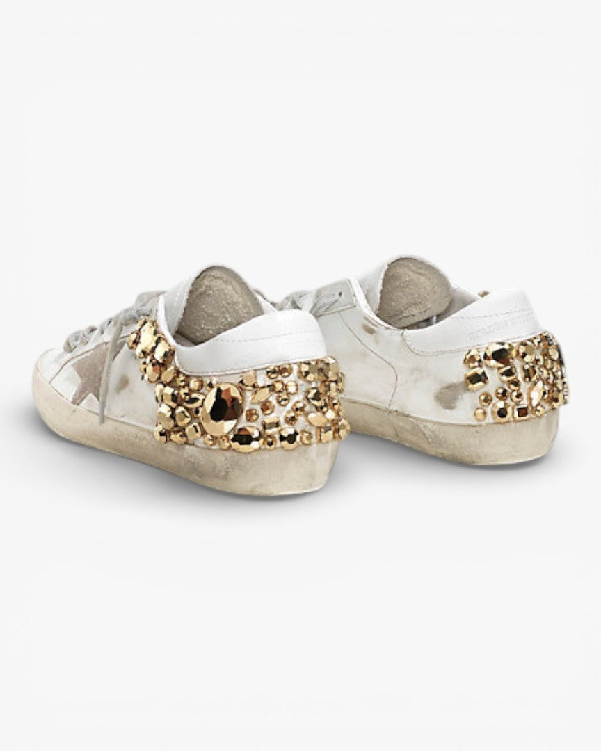 Golden Goose Super‑Star Limited Edition Gold Diamond Suede Leather
