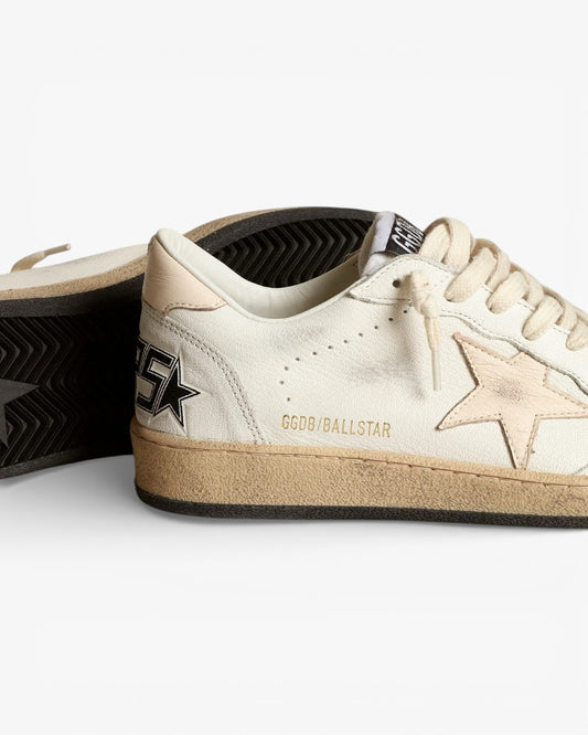 Golden Goose Ball Star White Leather Sneakers Cream Star Cream Tab