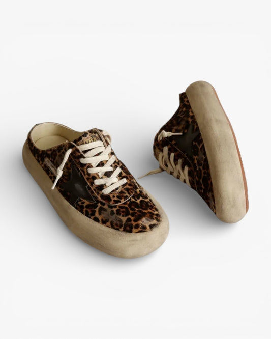 Golden Goose Space Star Leopard Pony Skin Sabot Sneakers