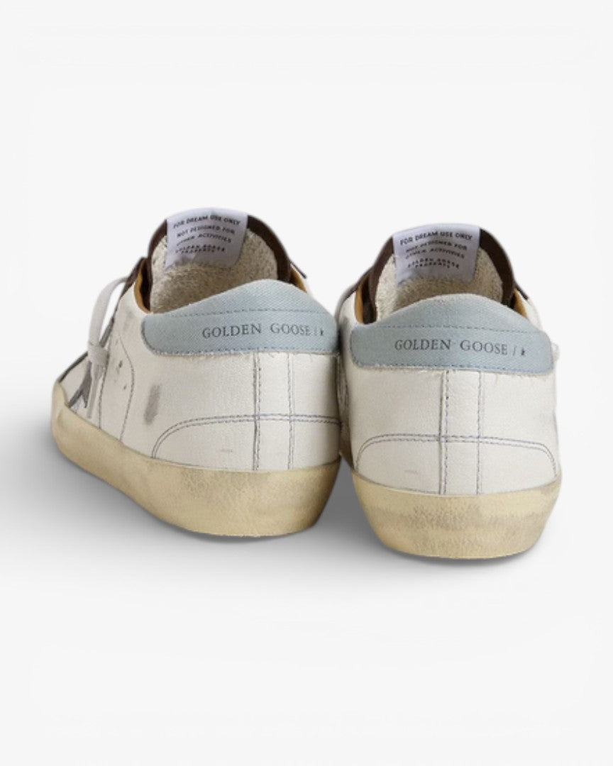 Golden Goose Women’s Super-Star LTD Light Blue Suede Star Canvas Heel Tab