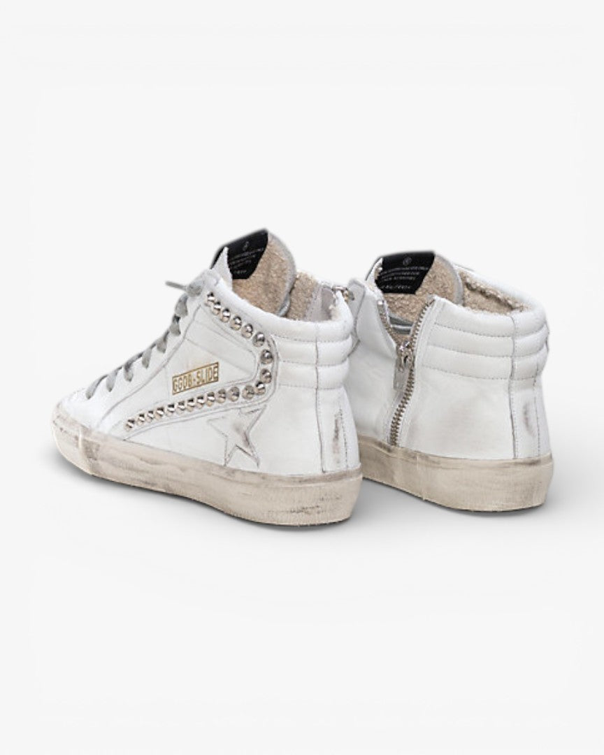 Golden Goose SLIDE Sneakers White Leather Studs Leather Star