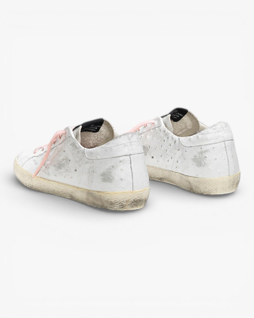 Golden Goose Super‑Star Sneakers White Ostrich Leather