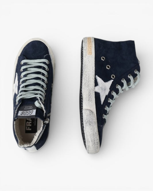 Golden Goose FRANCY Suede Navy Sneakers Handcrafted Custom Couples