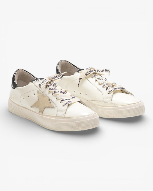 Golden Goose MAY Sneakers Shiny Calfskin Leather Laminated Star Heel Tab