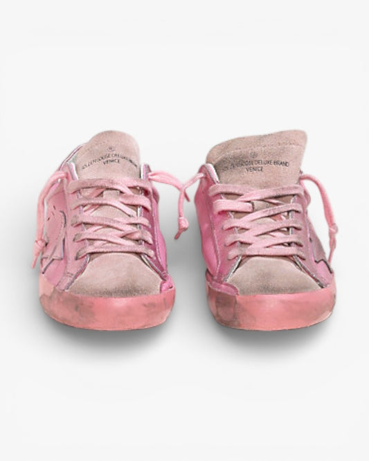 Golden Goose Super-Star Sneakers with Monochromatic Pink Leather Star
