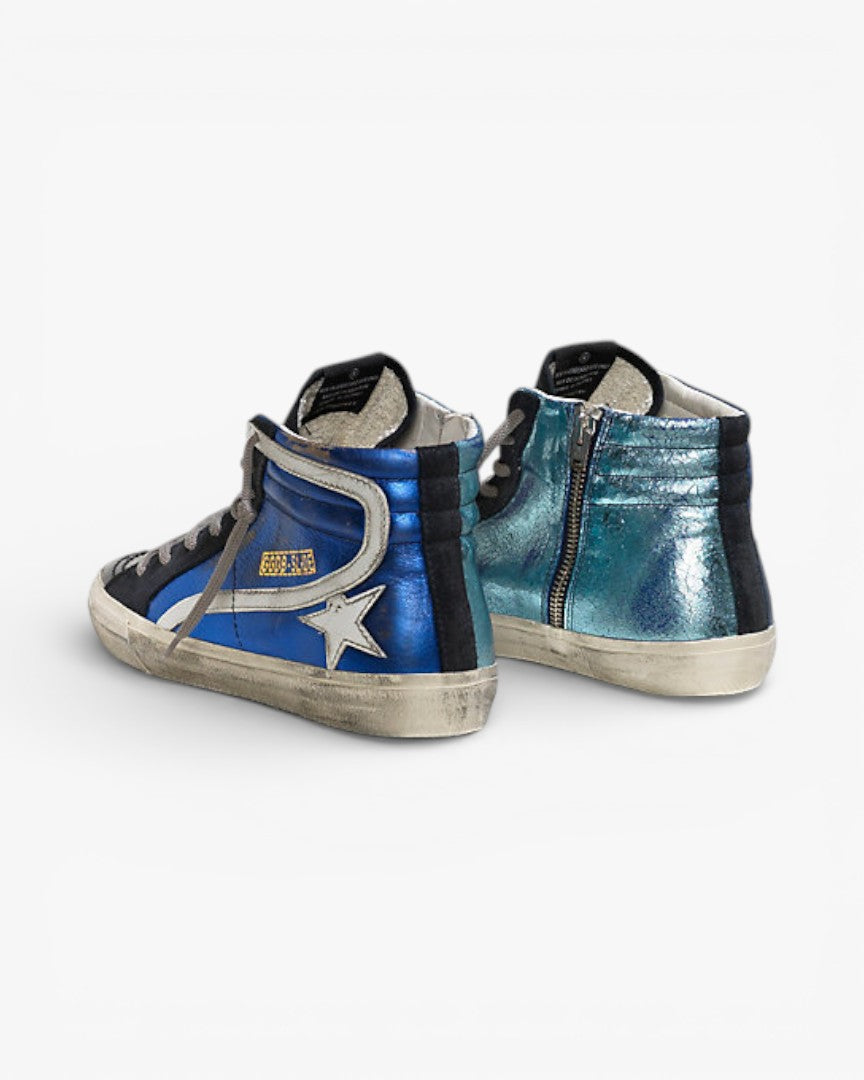 Golden Goose Slide Sneakers Pelle Star Blue Shades