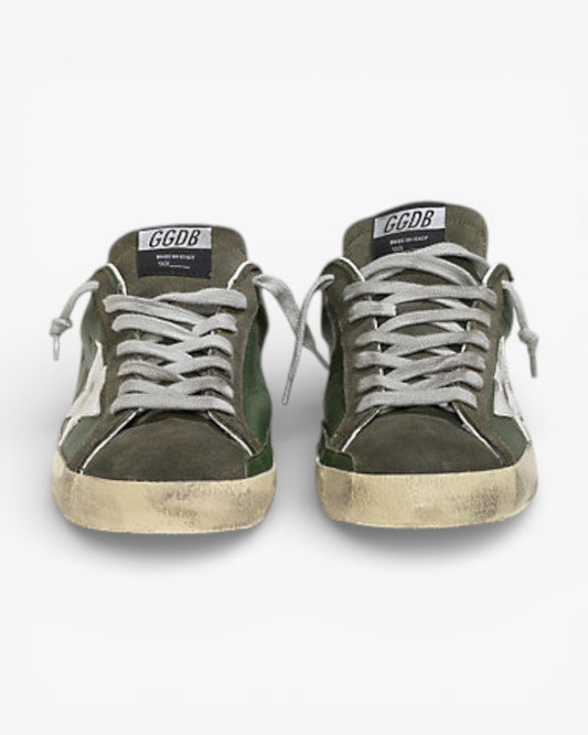 Golden Goose Super-Star Sneakers with Forest Green Leather Star