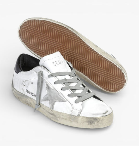Golden Goose Super-Star Sneakers Leather Suede Star White Black Cream
