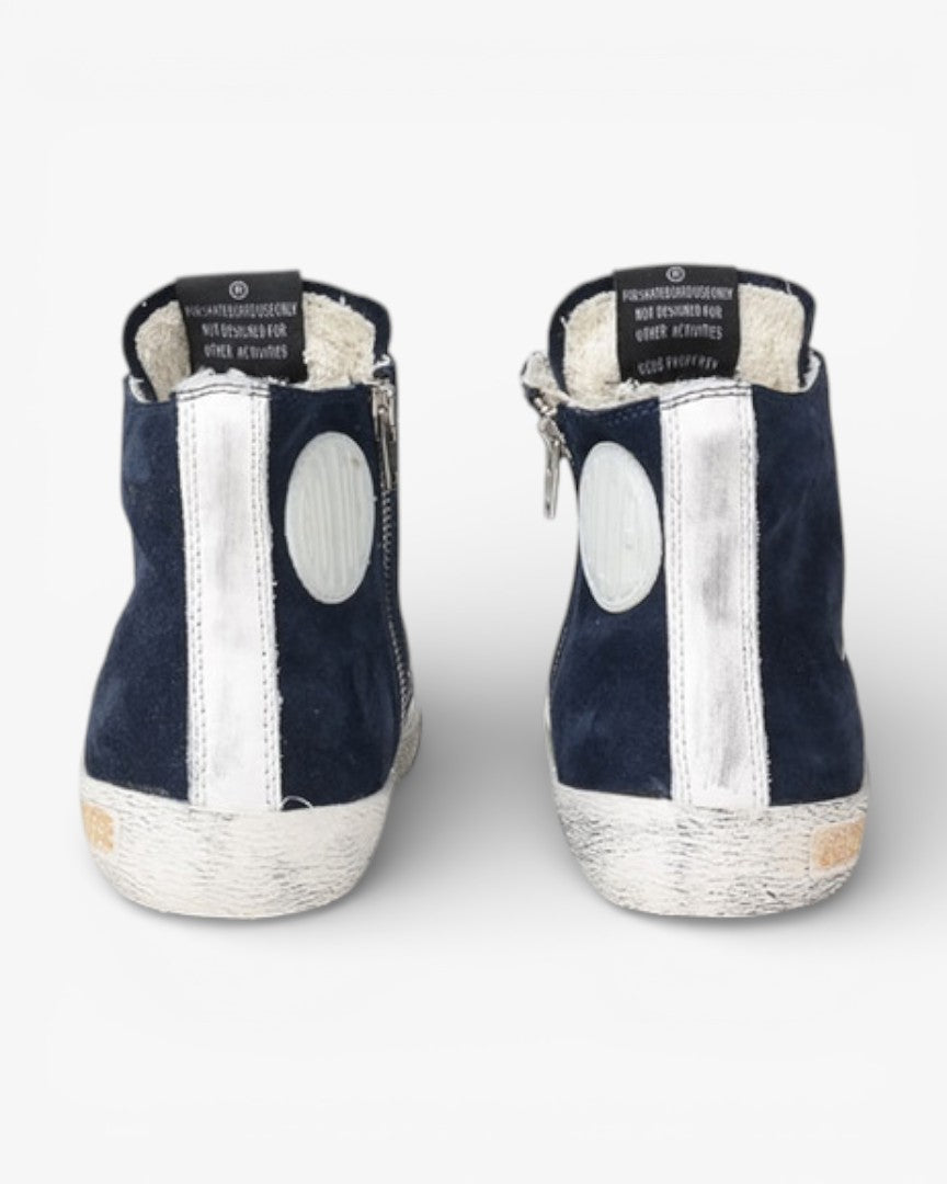 Golden Goose FRANCY Suede Navy Sneakers Handcrafted Custom Couples