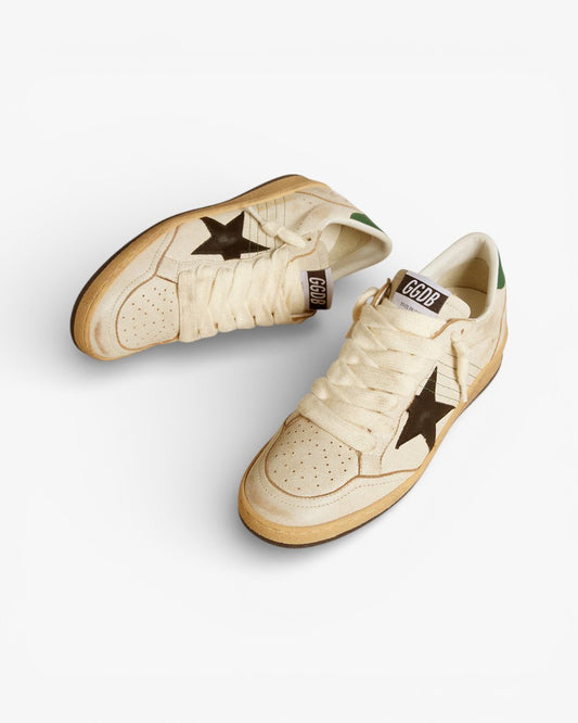 Golden Goose Ball Star Cream Leather Brown Star Sneakers