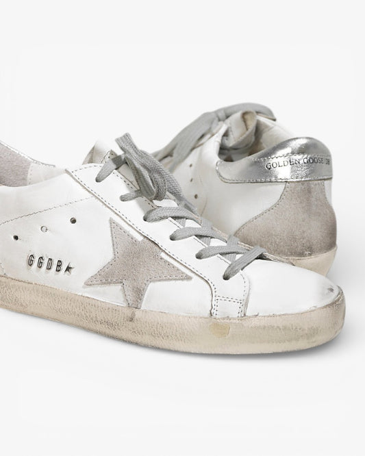 Golden Goose Super‑Star Sneakers White Silver Suede Leather